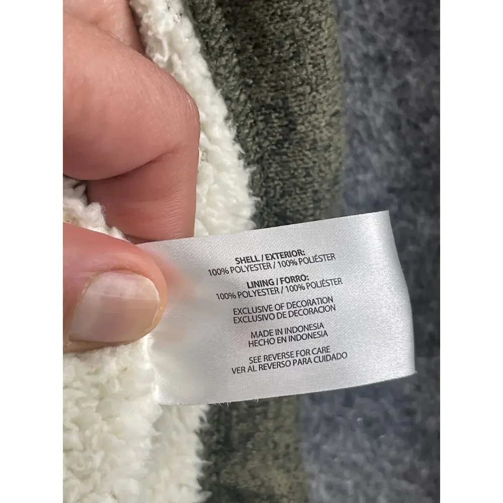 Orvis Sweater Mens Extra Large Green Sherpa Lined Jacket Quarter Zip N305